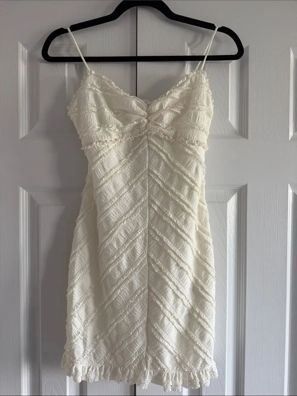 LoveShackFancy Tamryn Dress XXS Moonlight Ivory NWT Textured Chevron Mini